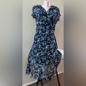 J.B.S. Navy and Beige Floral Dress